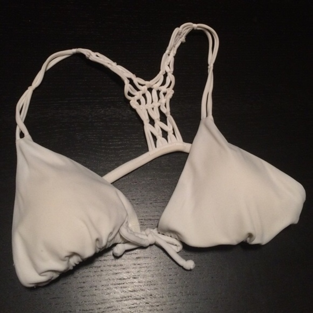 Victoria Secret White Tie Front, Crochet Back Top